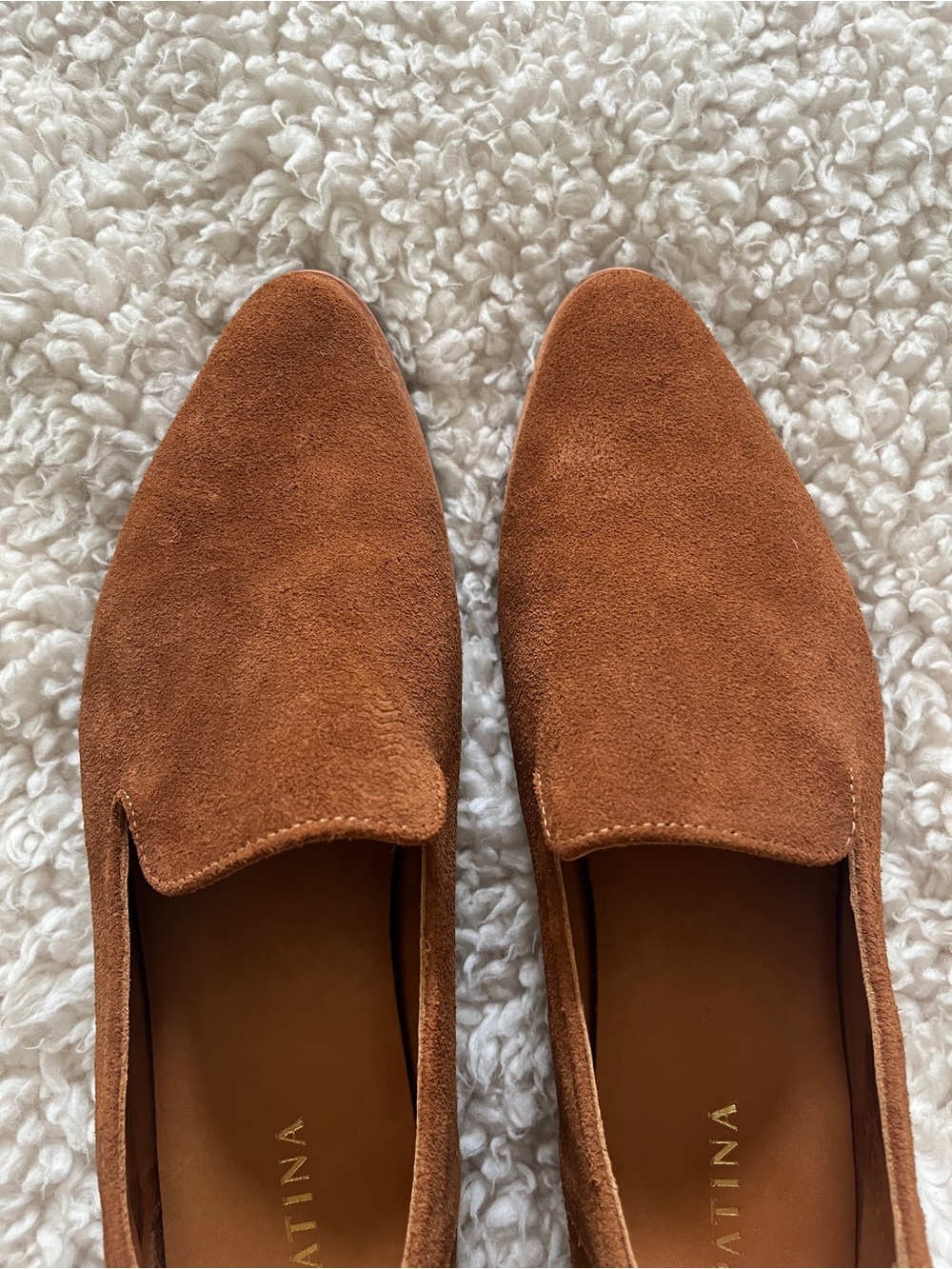 Portland Leather Patina Pointed Toe Suede Loafers in Cognac Brown - Picture 3 of 7